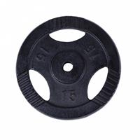 Gewichtsschijf - Halterschijf - 15 kg - Gripper Gietijzer - zwart - 30 mm - Gorilla Sports