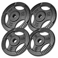 Halterschijven Set - Bundel - 30 kg (2 x 5 & 2 x 10 kg) - Gripper Gietijzer zwart - 30 mm - Gorilla Sports