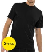 Schiesser Herren American T-Shirt 2er Pack - 1/2 Arm, Unterhemd, Rundhals, schwarz