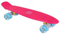 skateboard met ledverlichting 55,5 cm roze/blauw