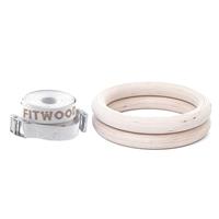 Fitwood Gym Ringen Adult, Houtoptiek, witte band
