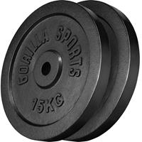 Gorilla Sports Halterschijven Set Gietijzer Zwart 2 x 15 kg - 31 mm