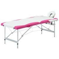 vidaXL Massagetafel inklapbaar 2 zones aluminium wit en paars