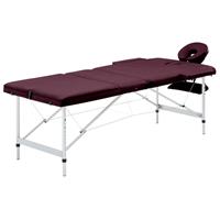 vidaXL Massagetafel inklapbaar 3 zones aluminum paars