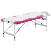 vidaXL Massagetafel inklapbaar 3 zones aluminium wit en paars