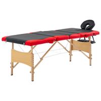 vidaxl Massagetisch Klappbar 4 Zonen Holz  Schwarz