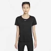 Nike Dri-FIT One Damestop met standaardpasvorm en korte mouwen - Zwart