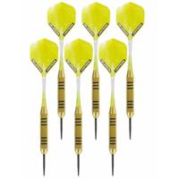 2x Set Van 3 Dartpijlen Speedy Yellow Brass 23 Grams - Darten/darts Sport Artikelen Pijltjes Messing