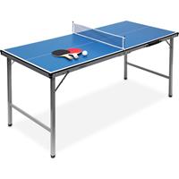 RELAXDAYS Klappbare Tischtennisplatte, HBT: 71 x 150 x 67 cm, tragbar, Netz, Bälle, Schläger, outdoor, MDF, Metall, blau