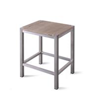 Looox Wood Collection Stool krukje eiken met geborsteld RVS frame