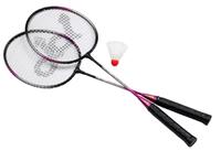 badmintonsetje staal rood/wit 3 delig