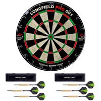 Dartbord Longfield Professional 45.5 Cm Met 6x Goede Kwaliteit Dartpijltjes - Darten Voor Thuis - Voordeelset