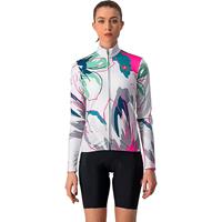 Castelli Women's Unlimited Thermal Cycling Jersey AW21 - SILVER GRAY-TEALBLUE-FLOWERS