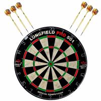 Longfield games Dartbord set compleet van 45.5 cm met 6x Bulls dartpijlen van 23 gram -