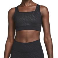 Nike Dri-FIT Swoosh Icon Clash Sport-bh met print, medium ondersteuning en pad uit één stuk - Zwart