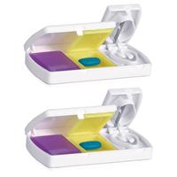 ComfortAid 2x Medicijnen Doos/pillendoos 2-vaks En Splitser 9 Cm - Pillendoosjes