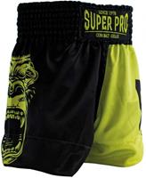 Super Pro boksbroek Gorilla junior polyester zwart/lime