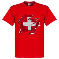 Retake Zwitserland Ripped Flag T-Shirt - Rood - Kinderen - 10 Years
