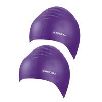 2x stuks latex badmutsen paars voor volwassenen - Zwembad badmutsen