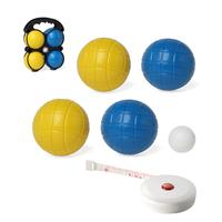 Jeu de boules set met 4 ballen + compact meetlint/rolmaat 1,5 meter -