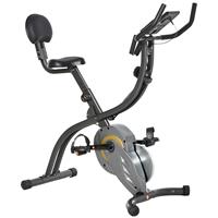 HOMCOM Heimtrainer, X-Bike, 2-in-1 Fahrradtrainer 6 kg Schwungrad, Trimmrad mit 16 stufig einstellbarem Magnetwiderstand und 1 Paar Spannseil, Stahl, Schwarz+Grau, 51 x 97 x 115 cm