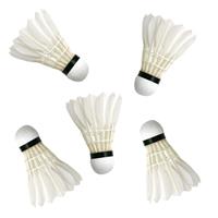 Set van 5x stuks badminton shuttles met veertjes Wit