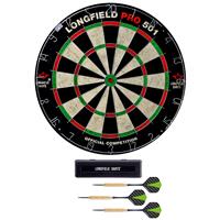 Dartbord Longfield professional 45.5 cm met 3x goede kwaliteit dartpijltjes - Darten voor thuis - Voordeelset