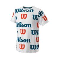 wilson All Over Logo Tech T-Shirt Jungen - WeiÃŸ, Mehrfarbig