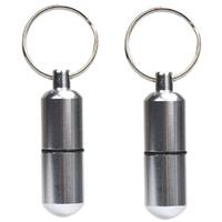 2x Sleutelhanger met pillendoosje voor medicijnen 25 x 85 mm -