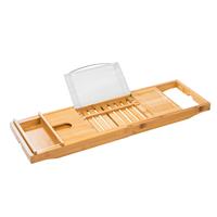 Luxe bamboe badplank uitschuifbaar/verstelbaar 70-105 x 22 x 4 cm - Houten plank voor het bad