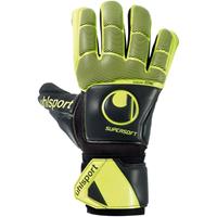 uhlsport Supersoft Half-Negative Cut Torwarthandschuhe Flex Frame mit Fingerschutz schwarz/fluo gelb