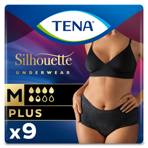 TENA Silhouette Plus - High Waist - Noir - Medium - 9 stuks