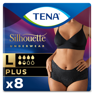 TENA Silhouette Plus - High Waist - Noir - Large - 8 stuks