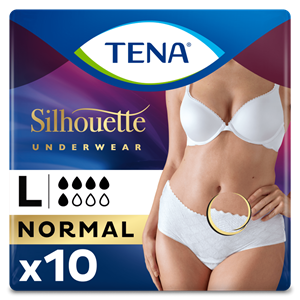 TENA Silhouette Normal - Low Waist - Blanc - Large - 10 stuks