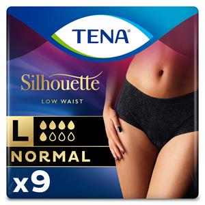 TENA Silhouette Normal - Low Waist - Noir - Large - 9 stuks