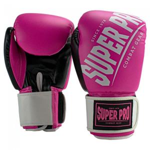 Super Pro Combat Gear Rebel (Kick)Bokshandschoenen - Zwart/Roze/Wit - 10 oz