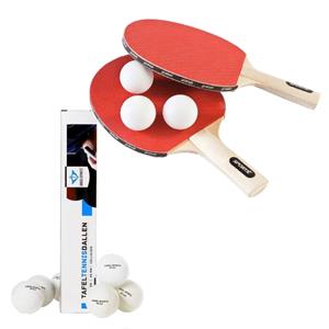 Tafeltennis of ping pong spelen setje van 2 batjes en 9x tafeltennisballetjes