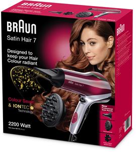 Braun HD770 Satin-Hair 7 Diffuser + Colour saver Haardroger Rood