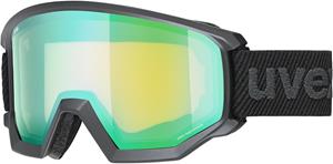 Uvex Athletic FM Brillenträger Skibrille Farbe: 2330 black mat, mirror green/lasergold lite S2))