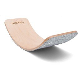 Wobbel Wobbelboard Yogaboard PRO transparent lackiert mit Filz Baby Mouse (hellgrau) 90 cm