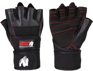 Gorilla Wear Dallas Wrist Wrap Handschoenen - Fitness Handschoenen - Zwart / Rode Stiksels - S