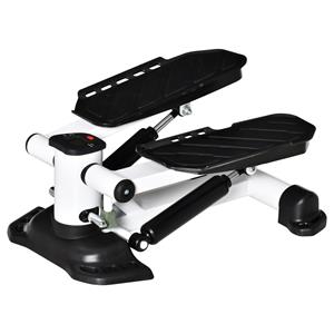 HOMCOM Mini Stepper Minifahrrad Fitness Heimtrainer LCD-Bildschirm mit zwei großen Pedalen Metall ABS Weiß+Schwarz 48 x 34 x 21 cm