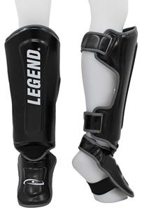 Legend Sports Kickboks scheenbeschermers protect plus heren/dames zwart-wit pu