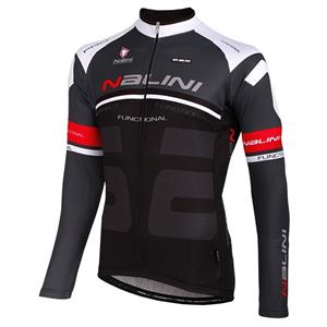 Nalini PRO Phalaris, zwart-wit-rood fietsshirt met lange mouwen, voor heren, Maa