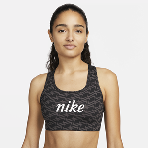 Nike Swoosh Icon Clash Niet-gewatteerde sport-bh met all-over print en medium ondersteuning - Zwart
