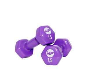 Muscle Power Vinyl Dumbbells - 2 x 1,5 kg - Paars