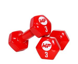 Muscle Power Vinyl Dumbbells - 2 x 3 kg - Rood