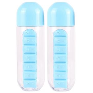 Benson Fles - 2x - medicijnen doos/pillendoos - 600 ml - 7-vaks - 23 cm -