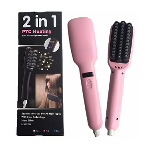 Kingdomcare S - Hair Straightener Brush, PTC Faster Heating Straightening Brush Styler At Home