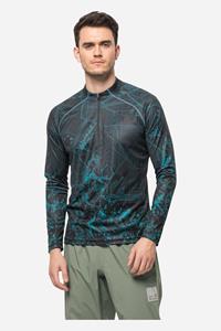 Jack Wolfskin Morobbia L/S Printed Fietsshirt Middenblauw/Assorti / Gemengd